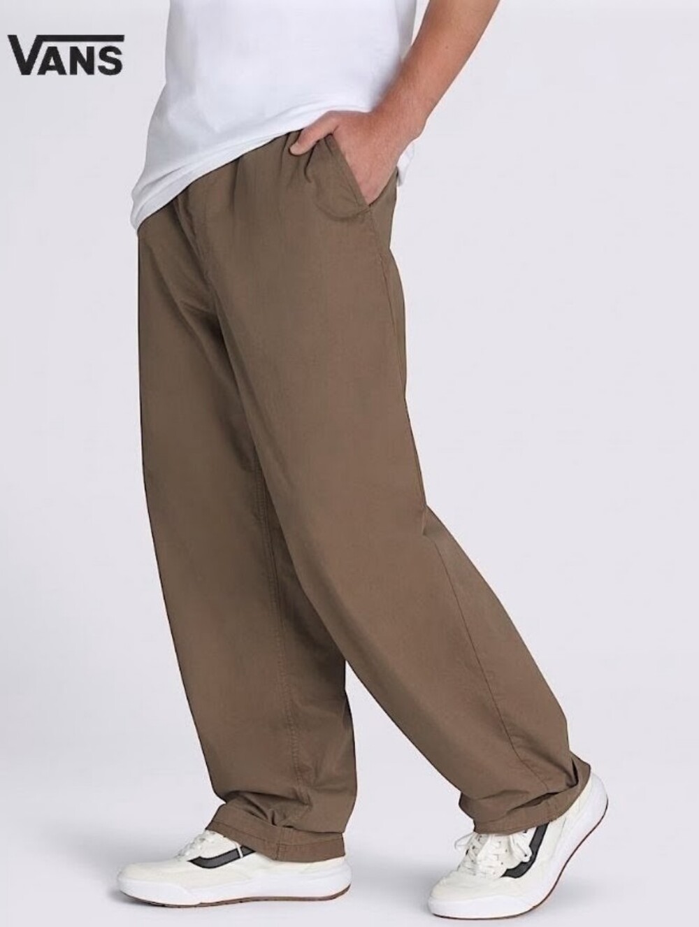 Vans Range Elastic Slouchy Cotton Pants in Canteen Brown M